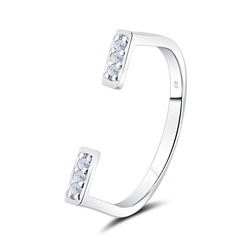 U Shaped With CZ Stone Silver Ring NSR-4144